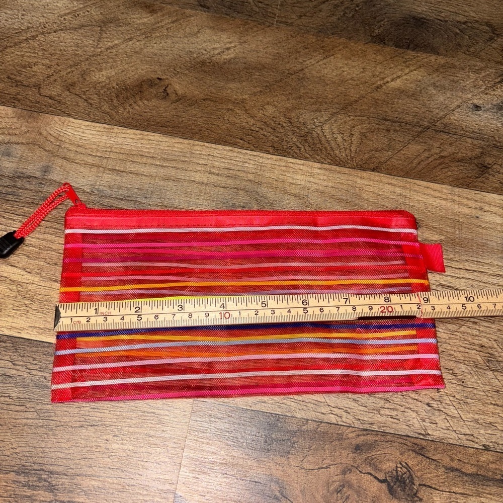 Colorful Striped Mesh Zipper Pouch - Picture 2 of 4
